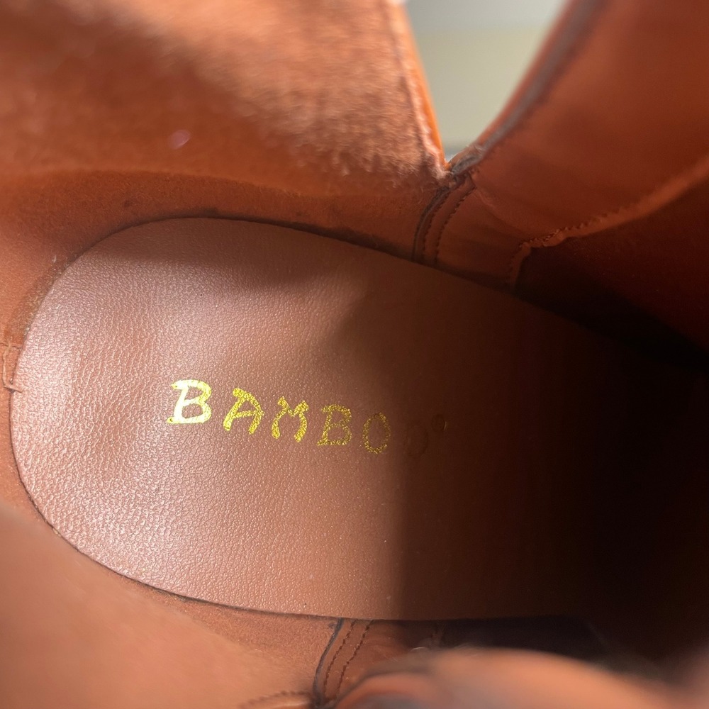 Bamboo Setting-01 Womens Cognac Brown Pointed Toe Block Heel Ankle Boots 5.5 - Picture 6 of 10